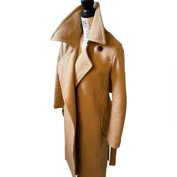 RAG & BONE AMBER Wool Blend Stylish Tan Long Coat - Picture 5 of 16